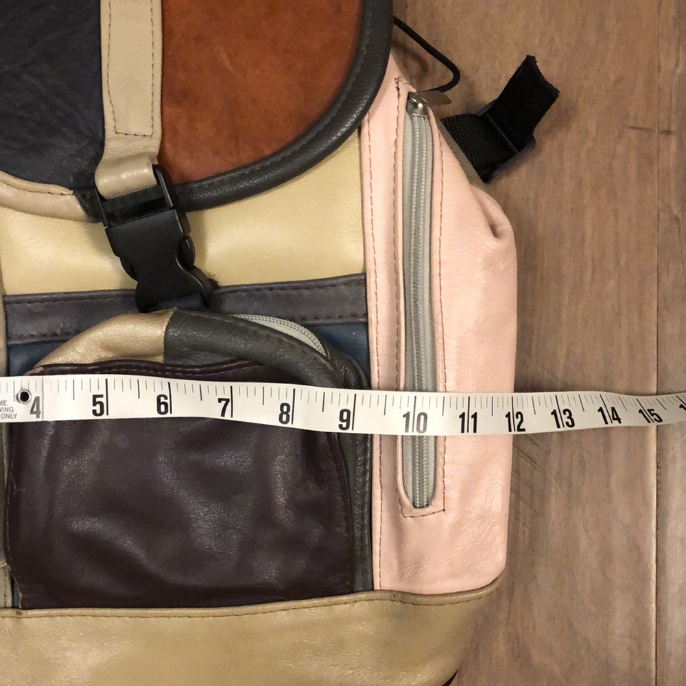 Patchwork Leather Backpack Sling Purse - image 3
